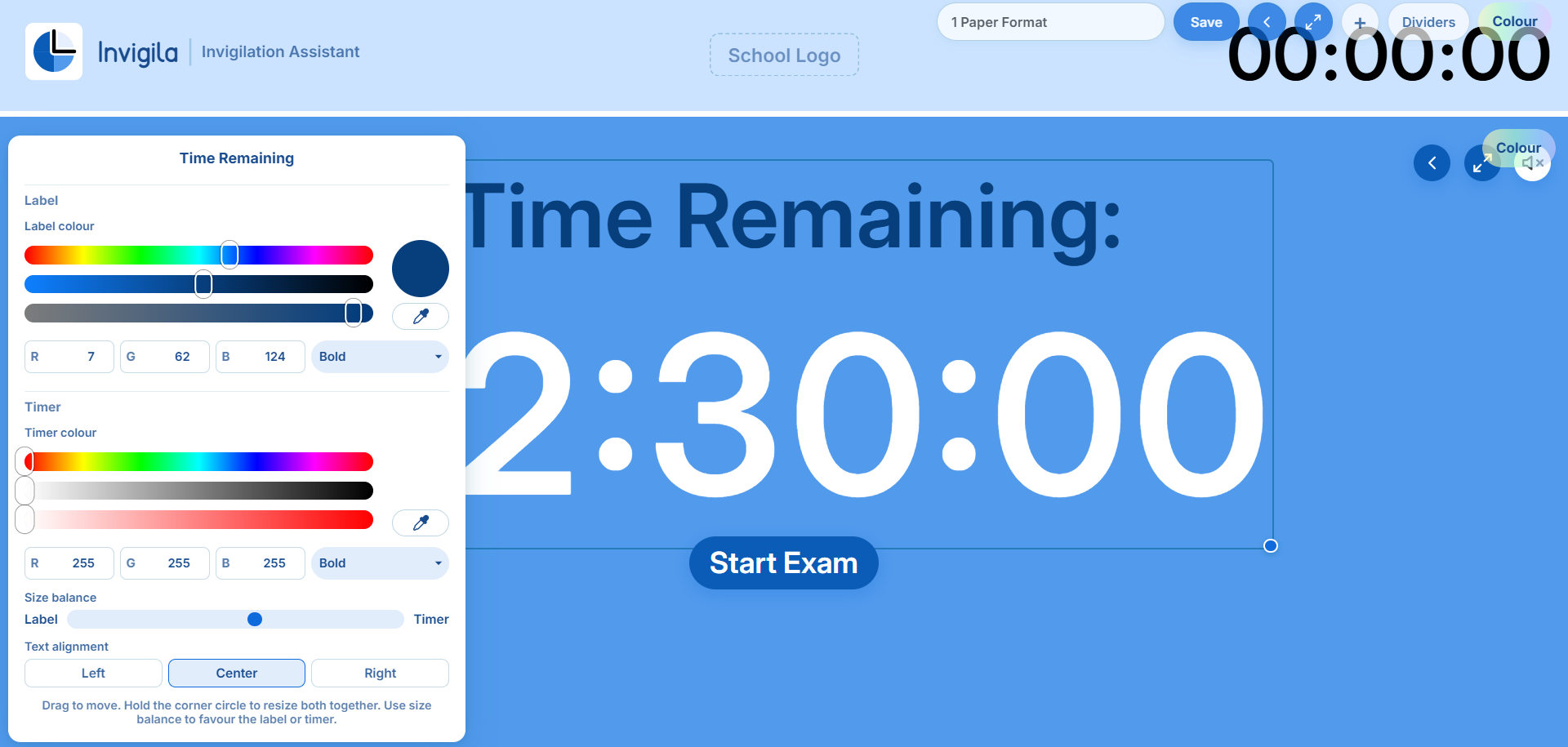 Edit Session screen for papers, provision students, and timing.